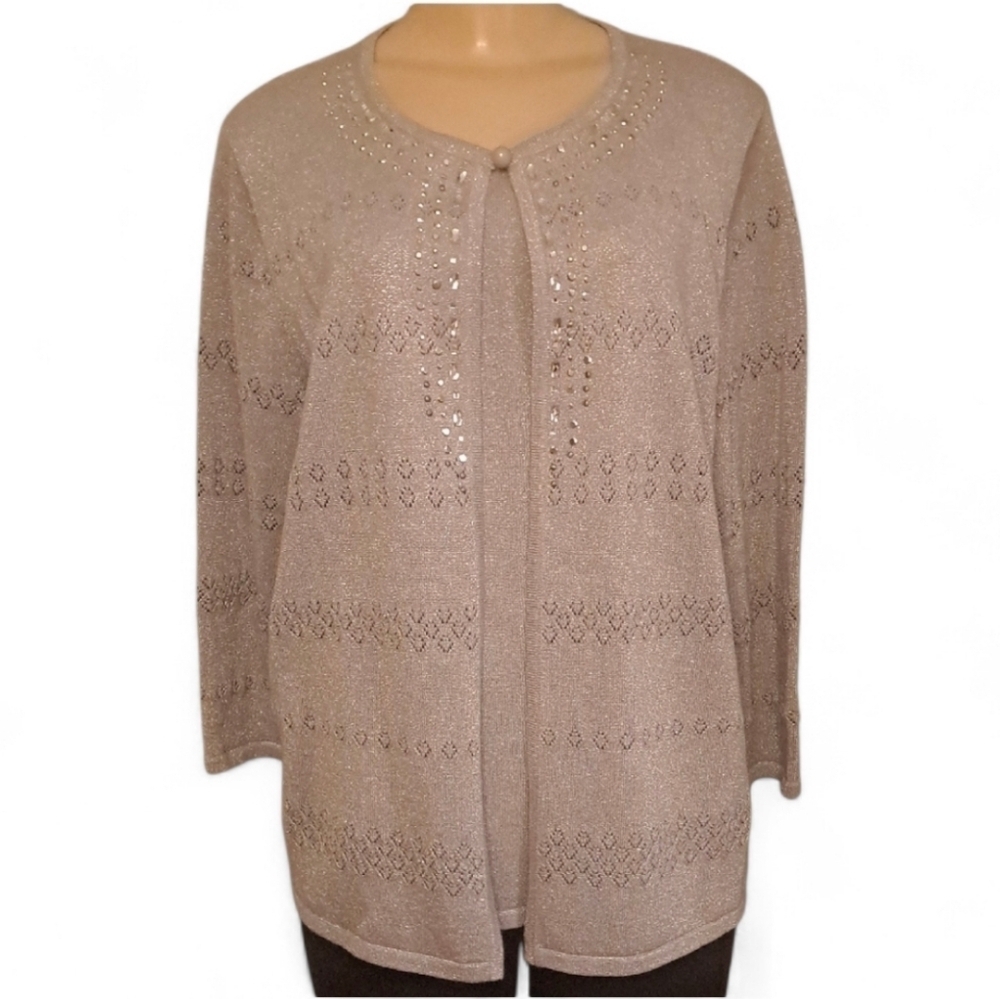 Alfred Dunner Silver Shimmer Knit Top – Size Small
